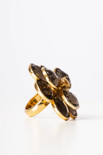 Alternative view of Anel Flor Fabrizio Giannone Marrom e Dourado 16