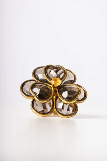 Anel Flor Fabrizio Giannone Marrom e Dourado 16