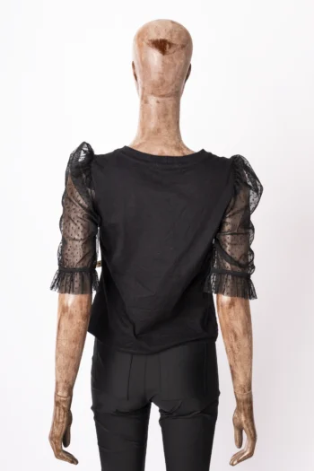 Alternative view of Blusa Antix Manga Bufante em Tule Preta P