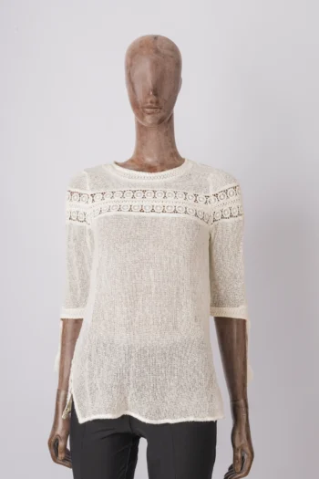 Blusa Zara Basic Telada Macrame Bege P