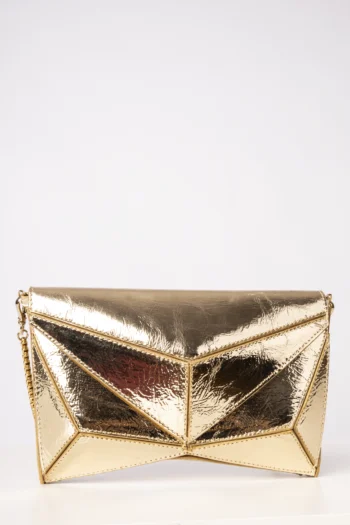 Bolsa Clutch Ryzi Mystique Couro Dourada