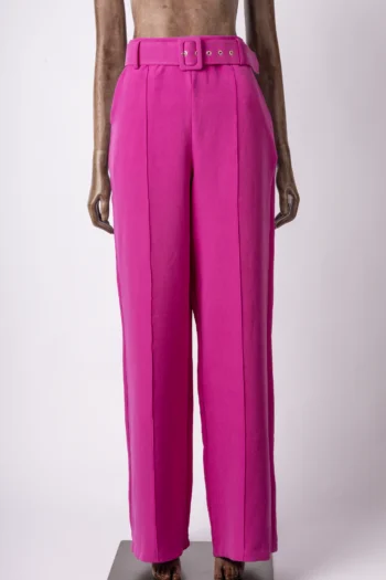 Calça Trimix Alfaiataria com Cinto Pink M