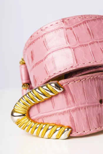 Alternative view of Cinto ByNV Rosa Croco com Dourado P