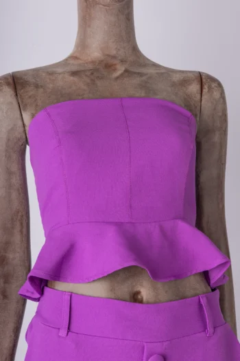 Alternative view of Conjunto Aurore Cropped + Calça Alfaiataria Roxo P