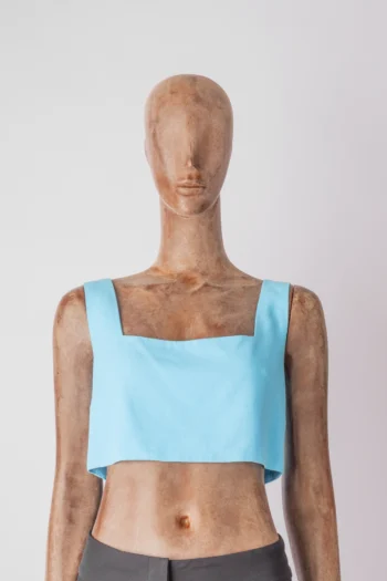 Cropped ByNV Penny em Linho Azul PP