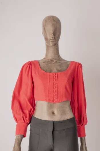 Cropped ByNV Rafaela Manga Bufante Vermelho PP