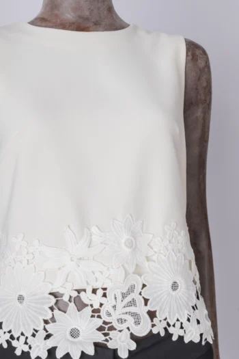 Alternative view of Regata Alfaiataria com Barrado em Guipir Off White 38