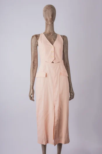 Salopete Zara Estilo Colete Alfaiataria Rosa Bebê P