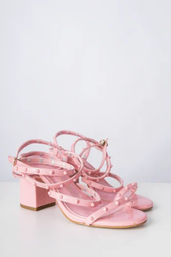Sandália Luiza Barcelos Tiras com Spikes Rosa 35
