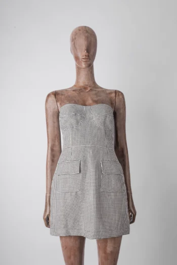 Vestido Aurore Curto Sem Mangas Xadrez P&B P