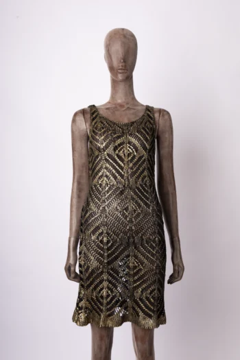 Vestido Ave Rara em Fio Midi Preto e Dourado P