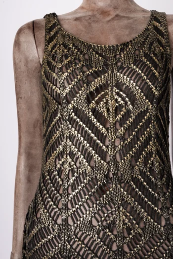 Alternative view of Vestido Ave Rara em Fio Midi Preto e Dourado P