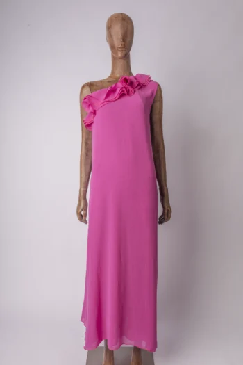 Vestido Longo Ah Tereza Rosa Pink com Flores P