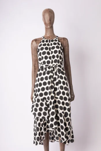 Vestido Mullet BLCollectioin Branco com Poás Preto P