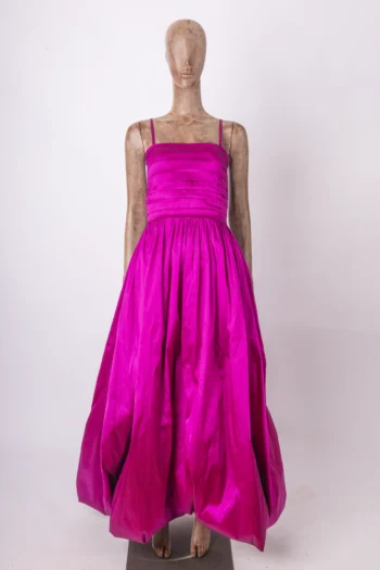 Vestido de Festa Tafetá de Seda Balonê Fucsia P
