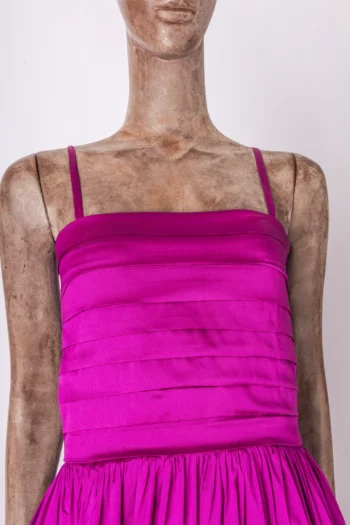 Alternative view of Vestido de Festa Tafetá de Seda Balonê Fucsia P