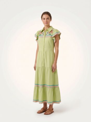 Vestido Delight Midi Bordado Verde P