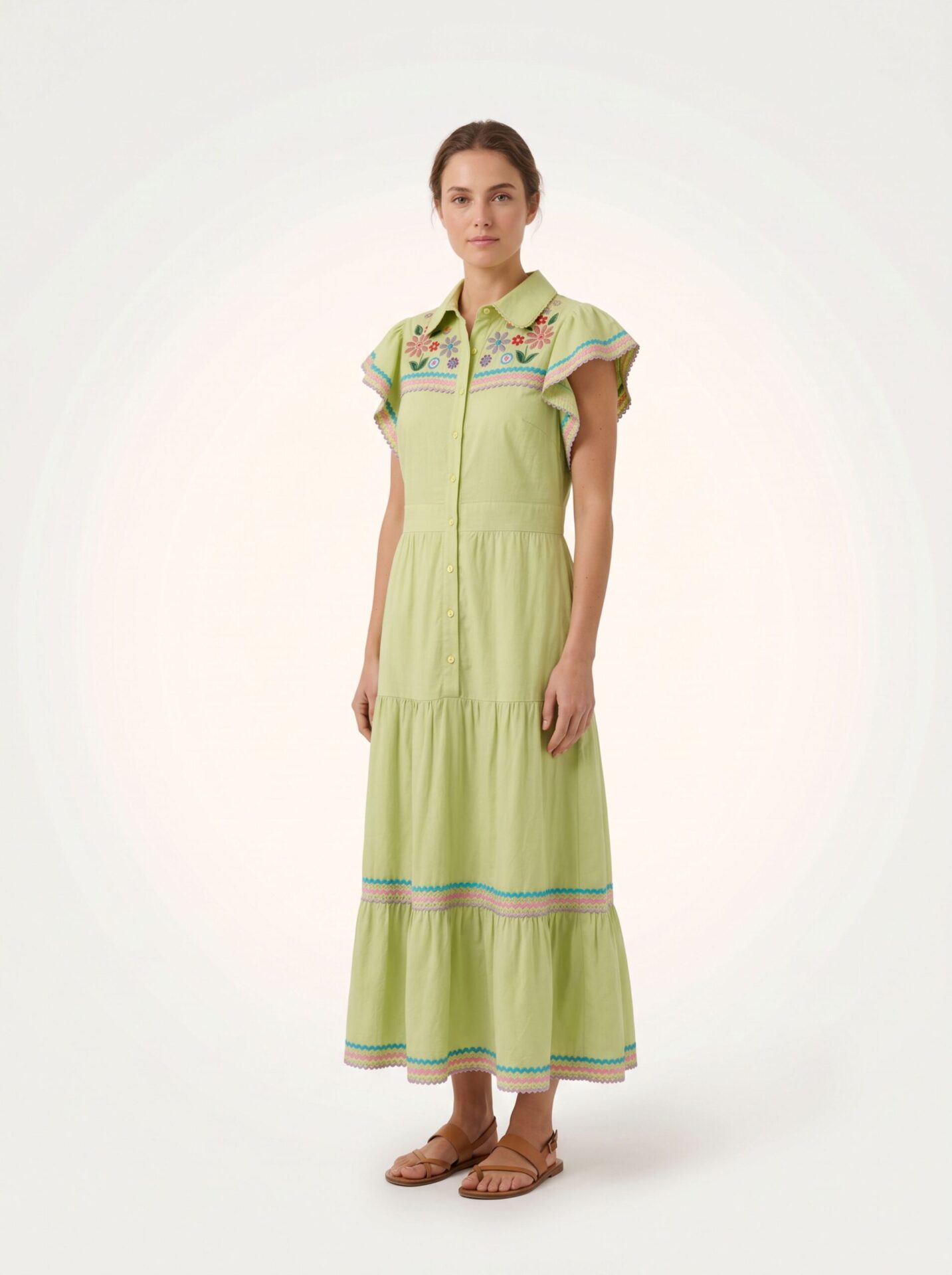 Vestido Delight Midi Bordado Verde P