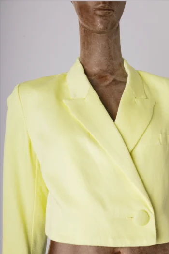 Alternative view of Blazer Cropped Animale Alfaiataria Amarelo Manteiga
