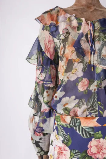 Alternative view of Blusa Skazi com Babados Azul Estampada G