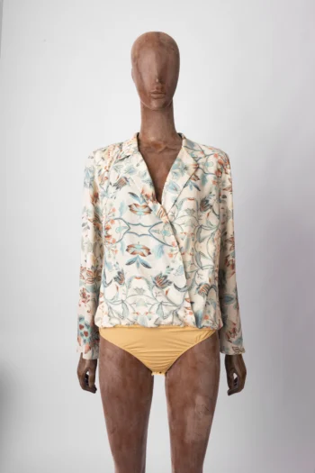 Body A.Cult Manga Longa Estampa Floral Azul M