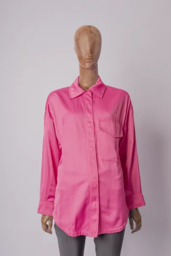 Camisa Zara Acetinada Rosa Pink P