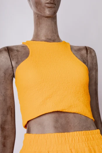 Alternative view of Conjunto Elanova Cropped + Saia Midi Texturizado Laranja P
