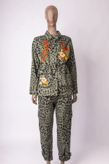 Conjunto Le Lis Blanc Parka + Calça Animal Print Verde 40