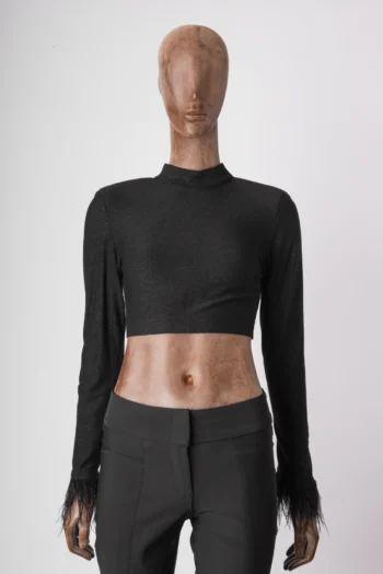 Cropped Anne Fernandes Premium Collection Lurex Preto P