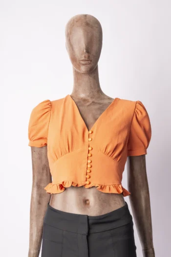 Cropped Banila B Fechamento Botões Manga Princesa Coral M