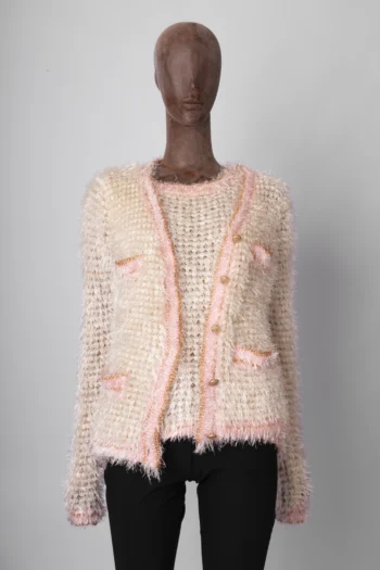 Twin Set Carol Bassi em Fio Branco e Rosa G