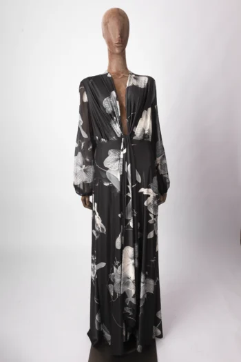 Vestido Alphorria Longo Maxi Flor P&B G