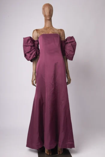 Vestido Candy Brown Longo Manga Laço Vinho 40