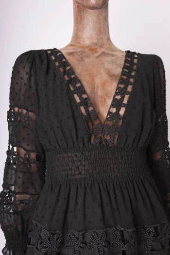 Alternative view of Vestido Curto Ave Rara Preto com Guipir P
