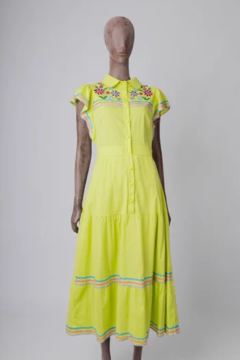 Vestido Delight Midi Bordado Verde P