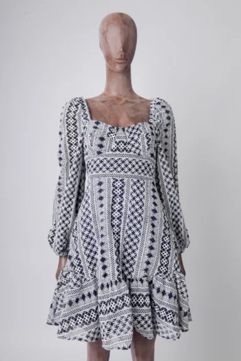 Vestido Dimy Curto em Guipir Azul Marinho P