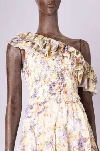 Alternative view of Vestido Elliatt Longo Manga Nula com Babados Floral Off White e Lilás G