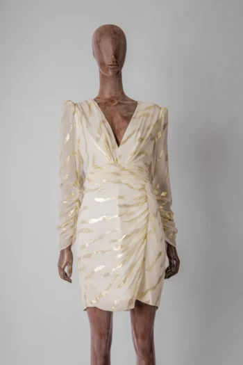 Vestido Fabulous Agilitá Branco com Detalhe Lurex Dourado 42