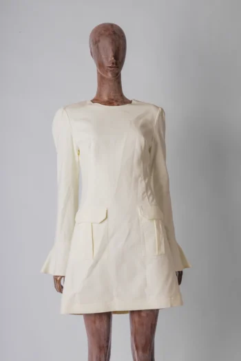Vestido Fabulous Agilitá Curto Alfaiataria Manga Longa Off White 40