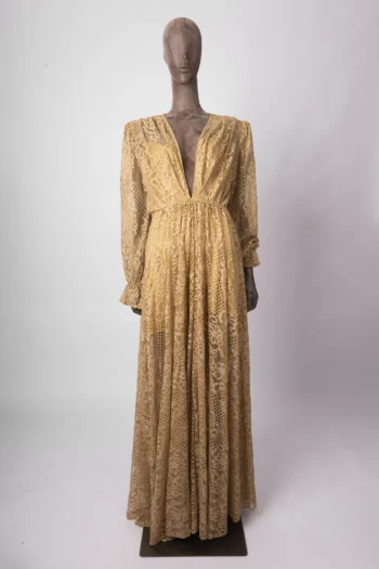Vestido Fabulous Agilitá Longo em Renda Marrom Claro 38