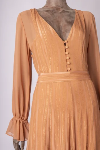 Alternative view of Vestido Gabriela Hernandes Longo em Seda Fios Lurex Rose 36