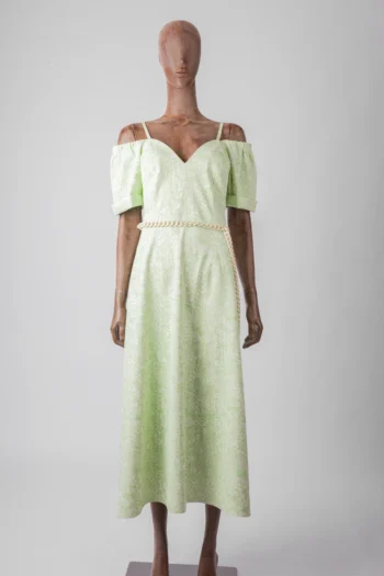 Vestido Lafort Midi Technoblock com Mangas Estampado Verde Claro 40