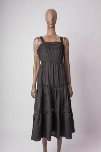 Vestido Le Lis Blanc Preto com Detalhe Em Guipir P
