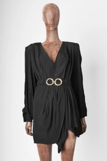 Vestido Manga Longa  Tufi Duek TD Preto Com Detalhe Transpassado P
