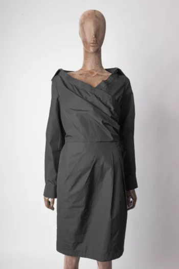 Vestido Max Mara Curto Camisaria Deslocada Manga Longa Preto G