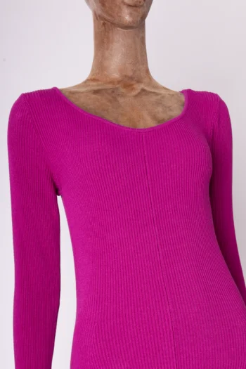 Alternative view of Vestido Midi Viviane Furrier Tricot  Canelado Fucsia P