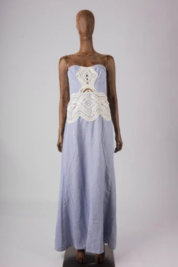 Vestido Other Girls Longo com Guipir Azul Claro P