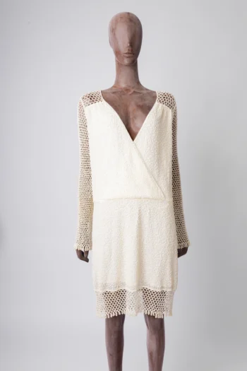 Vestido Bo.Bô Curto Bordado Decote nas Costas Off White P