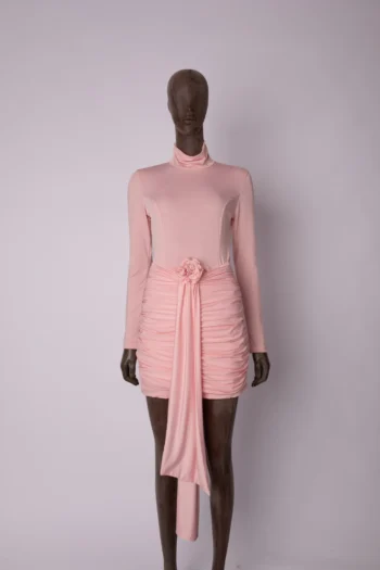 Vestido Susan Loeff Drapeado com Flor Rosa PP