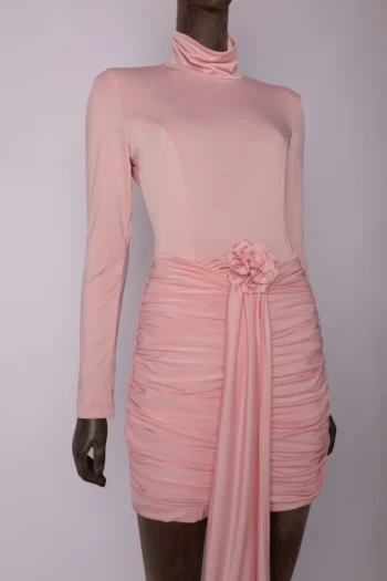 Alternative view of Vestido Susan Loeff Drapeado com Flor Rosa PP
